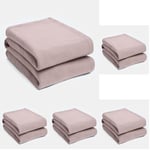 Dreamscene Warm Polar Fleece Throw Over Super Soft Luxury Sofa Bed Garden Blanket, Blush Pink - 120 x 150 cm (Pack of 5)