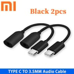 Xiaomi-Adaptateur USB Type C vers prise audio 3.5mm,câble pour écouteurs,Mi 12t 12 11 10T Pro Lite ultra 12X,casque F3 Sub,décodage noir 5 - Type black 2pcs