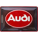 Nostalgic-Art Plaque vintage, Audi – Logo Red Shine – Idée de cadeau pour fans de voitures, en métal, Design retro pour la décoration, 20 x 30 cm