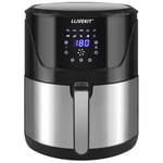 LLIVEKIT Friteuse sans Huile 7L XXL, 1800W Air Fryer, Friteuse à Air Chaud avec Écran Tactile LED, 10 Réglages de Cuisson Préprogrammés, Thermostat Réglable et Contrôle du Temps, Noir+argent