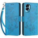 Betunistoy Coque pour Honor 90 Lite 5G, Housse en Cuir PU Flip Pochette Portefeuille Étui avec Emplacement Carte Honor 90 Lite Coque Magnétique Antichoc (Papillon - Bleu)