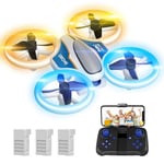 Mini Drone avec Caméra 720P HD, Drone avec Lumières LED pour Enfant, Quadricoptère Hélicoptère RC avec 3 Batteries 21 Mins Jouet Cadeau pour Garçons et Filles, Orange