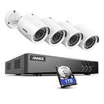 ANNKE 8CH 3K Lite AI DVR with Human & Vehicle Detection, 8 Channel CCTV Camera System with 1TB Hard Drive and 4x 1080p Outdoor Security Cameras, Superior IR LED Night Vision, Email Alert with Images