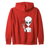 Funny and cute Grey Alien "No" V-Finger Gesture Zip Hoodie