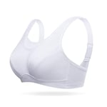 Deyllo Soutien-Gorge Sport Grand Maintien Running Grande Taille Minimiseur sans Armatures Non Rembourré (Blanc, 105C)