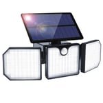 Lampe Solaire Extérieur Détecteur de Mouvement,Lumière Solaire Extérieur 3 Têtes Lumière Murale Spot Mural Extérieur Étanche pour