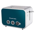 Russell Hobbs 2 Slice Distinctions Toaster (Countdown to ready, Extra wide & long slots, 6 Browning levels & Defrost/Reheat/Cancel, Lift & Look feature, 1600W, Stainless Steel & Ocean Blue) 26431