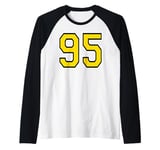 Number 95 in Yellow White Black Raglan Baseball Tee