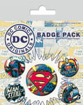 DC ORIGINALS SUPERMAN Comic Badge Pack of 5 Safety Pin Backed Badges