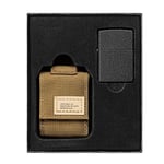 Zippo Unisex's Coyote Tactical Pouch and Black Crackle Windproof Lighter Gift Set, Tan, One Si