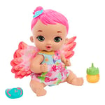 Mattel My Garden Baby Poupée Bébé Flamant Rose, Boit Et Fait Pipi (30Cm), Avec Couche Réutilisable, Biberon Et Accessoires, Jouet Enfant, Dès 1 An, HPD12