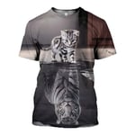 BBYOUTH Animal Lover T - Shirt 3D All Print Home Night Fun Dog/Lion/Turtle/Koala Fashion Short Sleeve Summer Top (US Size),Cat Or Tiger,XL