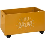 Atmosphera Créateur D'intérieur - Coffre à jouets à roulettes en bois 48x28cm jaune ocre