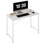 WOLTU Bureau de Travail,100x50cm,Table d'Ordinateur, Table Informatique avec Piétement Métallique, pour Bureau Home Office, Bureau à Domicile Chambre à Coucher, en Bois Composé, Blanc