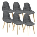 Lot de 6 Chaises de Salle à Manger Kopparberg 86 x 53 x 47 cm Gris Foncé en.casa