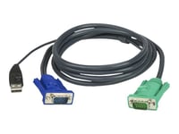 Aten 2L-5202U - Tangentbords-/Video-/Muskabel - Usb, Hd-15 (Vga) (Hane) Till Usb, Hd-15 (Vga) (Hane) - 1.8 M - För Kvm On The Net Cs1708, Cs1716  Master View Max Cs-1716  Masterview Usb Kvm Switch Cs-1708