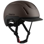 Favoto Casque de Vélo Urbain avec Visière - Technologie Double Inmould Casque de Scooter Léger pour Adultes Certifié CE L 57-61cm Réglable Marron