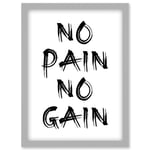 Gym Decor Inspiration No Pain No Gain Inspirational Exercise Wall Art Artwork Framed Wall Art Print A4