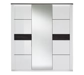 Armoire 3 portes L.195 cm VERTIGO blanc et imitation chêne gris