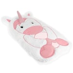 Bouillotte licorne en fourrure rose et blanche pour enfant