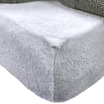 Brentfords Drap-Housse en Polaire Thermique, Chaude, Douce et Confortable, 100% Polyester, Sherpa d'ours, Gris argenté, lit Simple