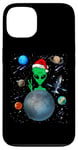 Coque pour iPhone 13 Christmas Alien Santa Peace Hand In Space Santa Hat Xmas