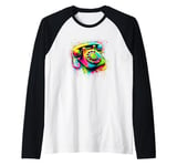 Splash Art Vintage Telephone Landline Dial Raglan Baseball Tee