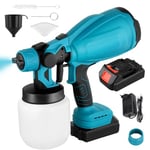 Aofesel Pulvérisateur à Peinture sans Fil, 500W Pistolet à Peinture Électrique HVLP avec Réservoir d'eau de 1000ML, 3 Buses, pour Extérieure, Maison, Armoires, Clôtures, Plafond (Bleu)