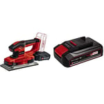 Einhell Power X-Change 1/2 Sheet Cordless Orbital Sander with Battery and Charger - 18V Electric Sander for Wood, Plaster and Metal - TE-OS 18/230 Li Battery Sander with Dust Collection Set