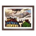 Rooftops And Clouds In Paris By Henry Lyman Sayen Classic Painting Framed Wall Art Print, Ready to Hang Picture for Living Room Bedroom Home Office Décor, Walnut A2 (64 x 46 cm)