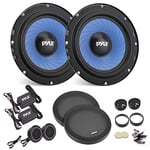 Pyle Two-Way Component Speaker System - One Pair 6.5" Two-Way Component Kit, Non-Fatiguing Butyl Rubber Surround, 360 Watts w/ 4 Ohm Impedance and 1" High-Temperature ASV Voice Coil - PL650CBL