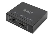 DIGITUS 4K HDMI Splitter - Distribue Un Signal d'entrée HDMI vers Deux écrans 1x2-4K/30Hz - HDMI 1.4b, HDCP 1.4, EDID - Noir