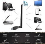 Sovittimet, USB-keskittimet, 1200M 802.11ac USB-WiFi-sovitin, nopea kaksikaistainen 2,4/5GHz Dongle PC:lle/kannettavalle