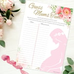 GUESS MUMS TUM - Baby Shower Pink Floral Girl Measure Bump Pregnant Flowers Leaf