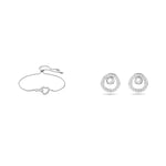 Swarovski Bracelet Infinity Femme, Cristaux Blancs Brillants Forme Cœur avec Signe Infini et Chaîne & Clous D'Oreilles Creativity Femme, ensemble de Boucles D'Oreilles Blanches Plaquées Rhodium