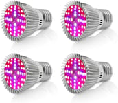 [4 kpl] LED-kasvivalaisin 10W E27 Grow Light, täyden spektrin kasvi