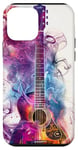 Coque pour iPhone 12 mini Guitare ethnique vintage violette avec motif fumé coloré