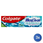 3x Colgate Dentifrice 75 Ml. Max Clean Microgranules Menthe