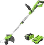 Greenworks Cordless Grass Trimmer 40V 33cm G40LT33, Hedge Trimmer 61cm Dual Action Blade G40HT61, Incl. 1 Battery 2Ah and Charger