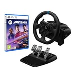 Logitech G G923 Racing Wheel and Pedals, TRUEFORCE up to 1000 Hz Force Feedback, Responsive Driving Design, for PS5, PS4, PC, Mac - Black + EA SPORTS F1 24 Standard Edition PS5 | VideoGame | English