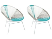 Lot 2 chaises de jardin blanc et bleu ACAPULCO