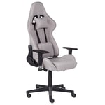 Siège de Gamer Gris Clair en Tissu Nylon et Métal Ergonomique à Rotation 360 °e