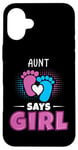 Coque pour iPhone 16 Plus Aunt Says Girl Tenue de révélation du sexe pour bébé