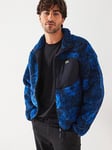 Lacoste Loose Fit Zipped Floral Fleece Jacket - Blue, Blue, Size S, Men