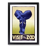 Big Box Art Vintage WPA Poster Visit The Zoo (3) Framed Wall Art Picture Print Ready to Hang, Black A2 (62 x 45 cm)