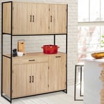 Idmarket - Buffet de cuisine 120 cm detroit meuble 6 portes design industriel + tiroir