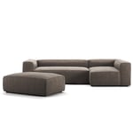 Grand 4-Seter Sofa Divan Høyre åpent endestykke med Fotskammel, Mole Brown, Mole Brown