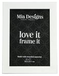 Mia Designs Picture Frame White with Silver Lines 5x7 13x18 Cm Photo Frame for Desk, Wall and Table Top in Eco-friendly PS material Environmentally Friendly Freestanding Frame