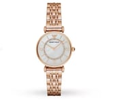 NEW EMPORIO ARMANI WOMENS WATCH ROSE GOLD BRACELET & WHITE DIAL AR1909 GENUINE