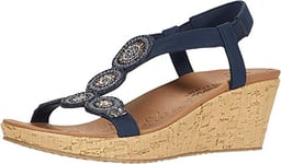 Skechers Women's Beverlee-Date Glam Sandal Wedge, Navy, 5.5 UK